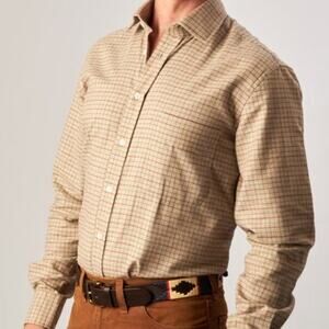 Cordings Light Beige Bath Check Shirt 17-43 Button Down Shirt